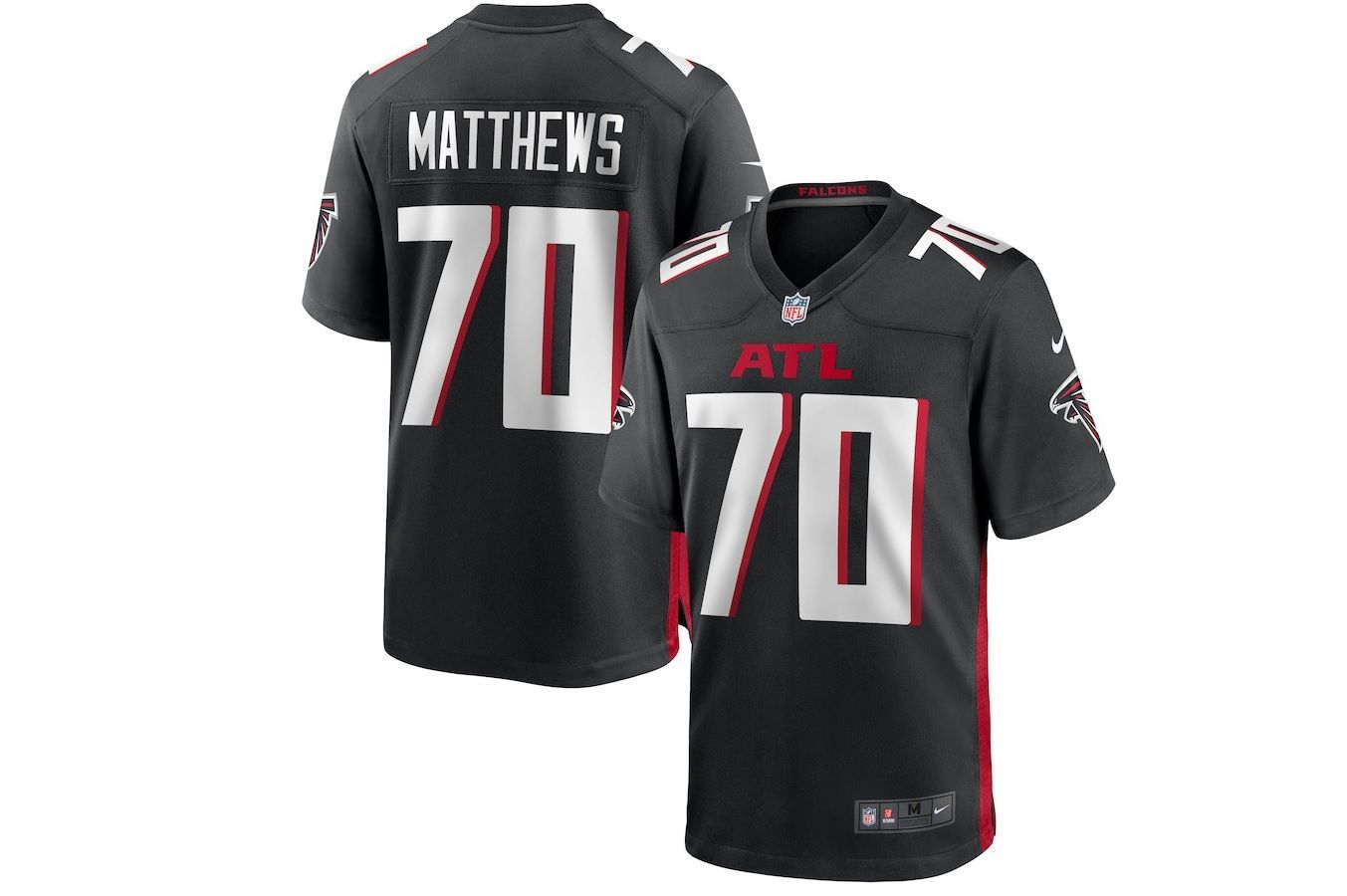 Men Atlanta Falcons #70 Jake Matthews Nike Black Game NFL Jersey